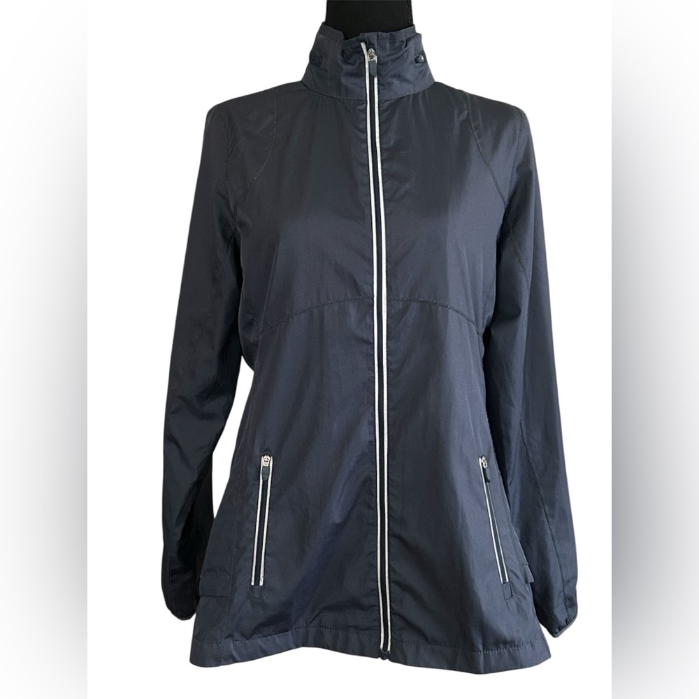 Hind Black Lightweight Windbreaker Running Jacket Reflective Zip Women’s Medium